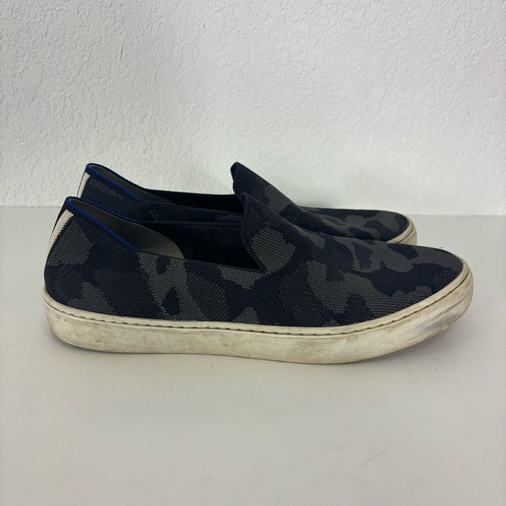 Rothy's Black & Grey Camo Knit Slip On Sneaker Shoes Size 10